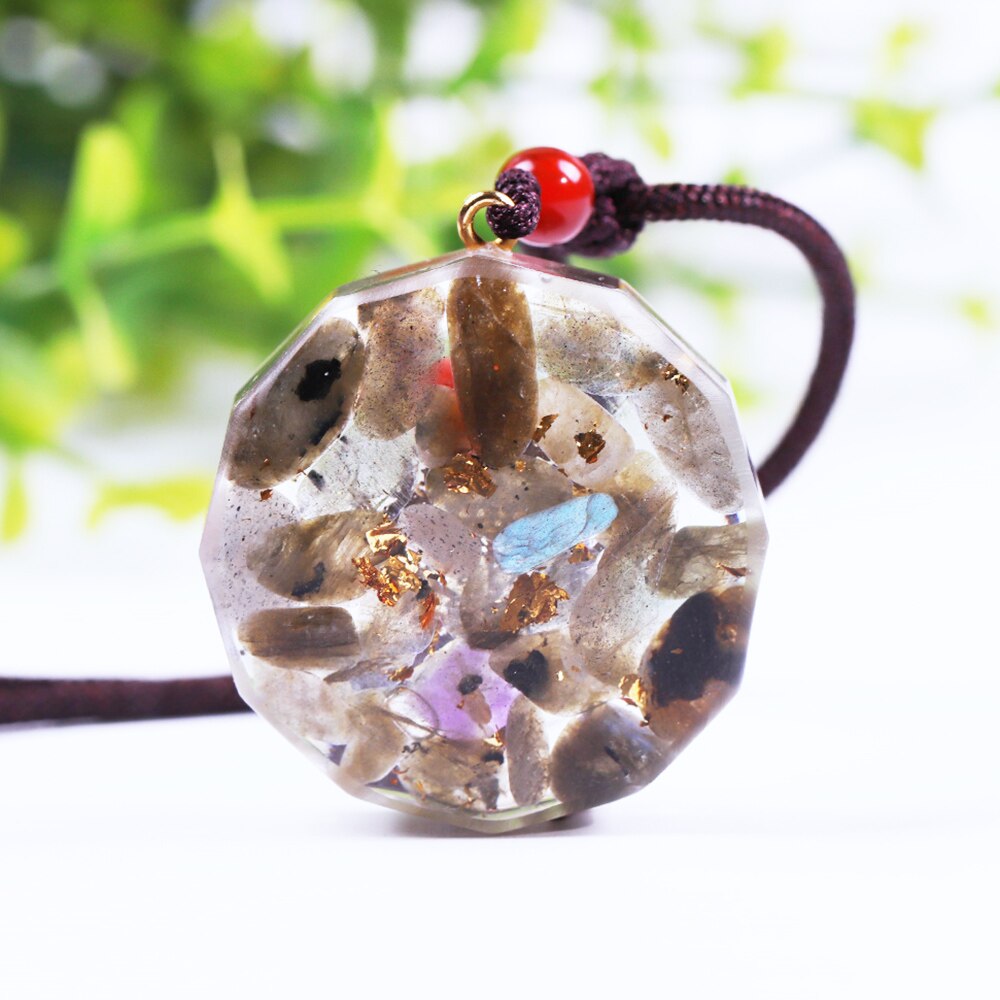 Handmade Orgone Pendant Labradorite Natural Crystal Energy Emf Protection Reiki Healing Orgonite Necklace Jewelry