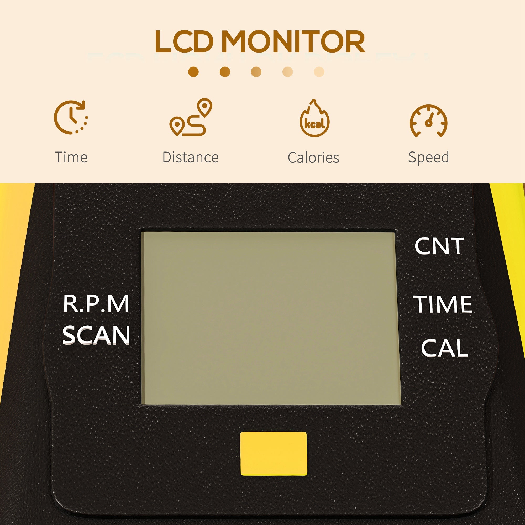 Portable Mini Exercise Bike with LCD Monitor for Rehabilitation Yellow