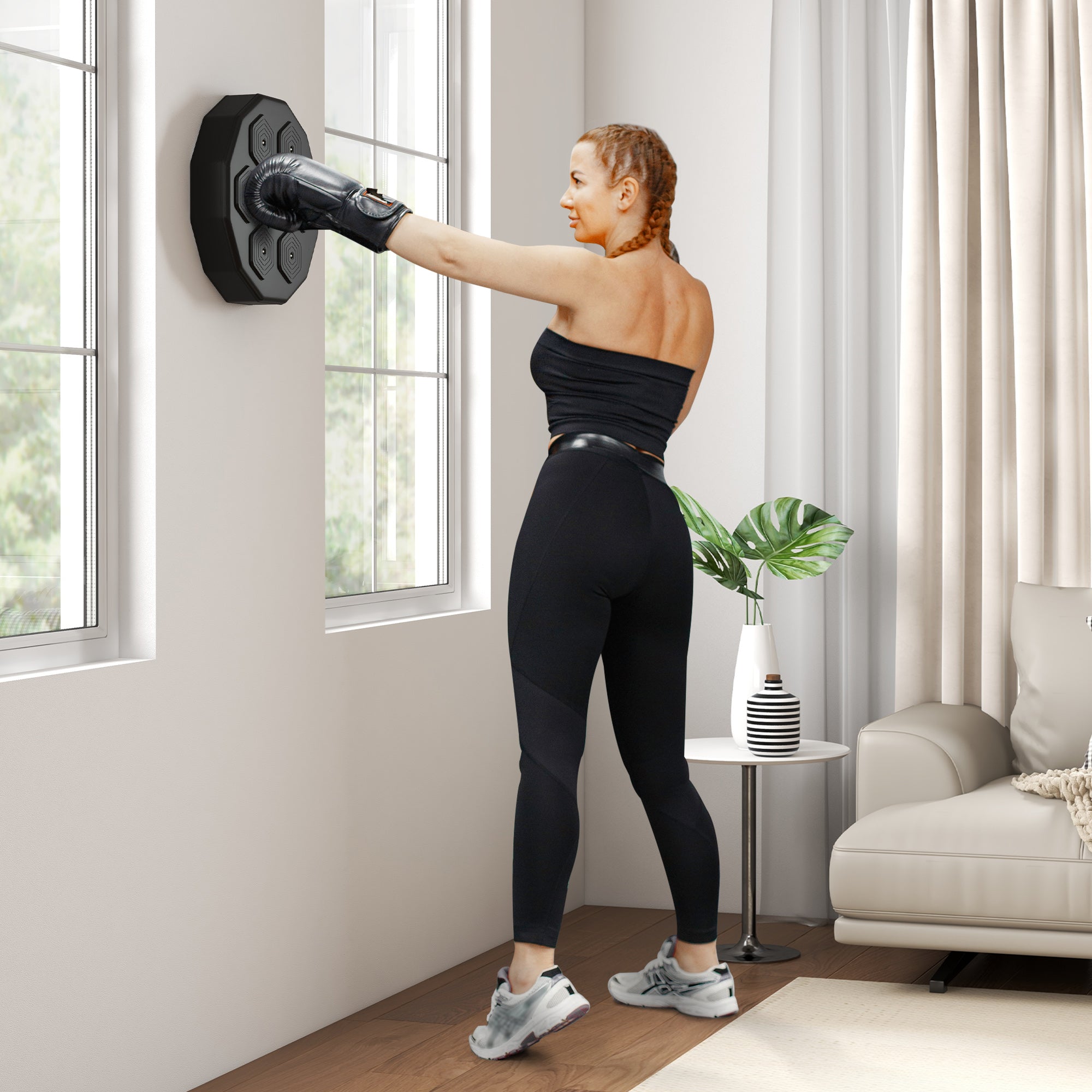 SPORTNOW Musical Boxing Machine with Bluetooth Connection and LED Light Smart, Wall Mounted
