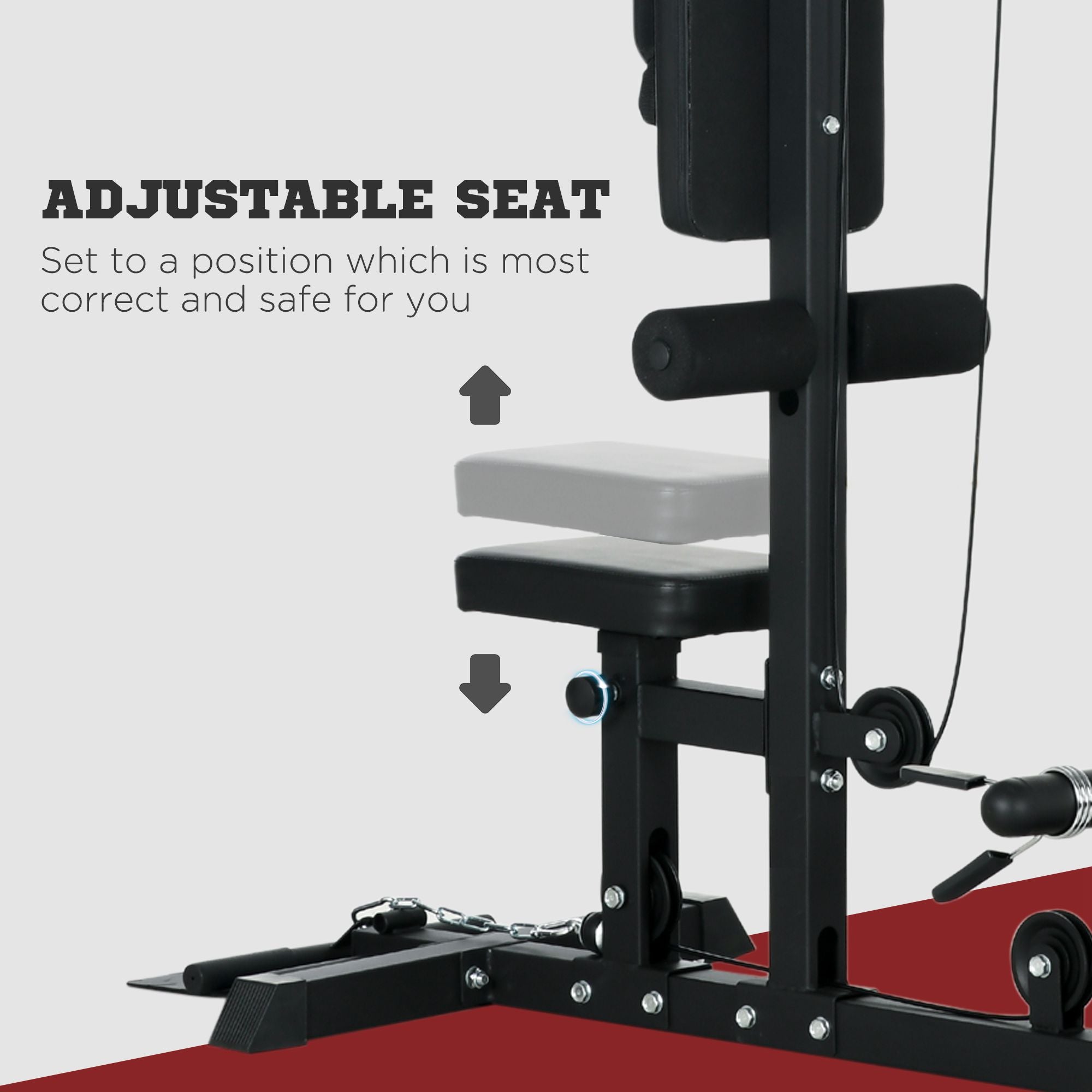 Pull Up Station with Adjustable Seat, Power Tower for Chin up  and Lat Pulldown Exercises, Multi-Function Fitness Equipment with Flip-Up Footplate, for Home Gym in Black by SPORTNOW